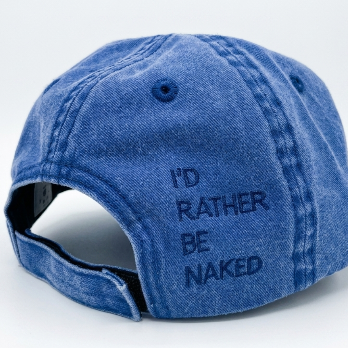IRBN Cap in Marina Blue — stone wash cotton with 3D embroidered figure mark
